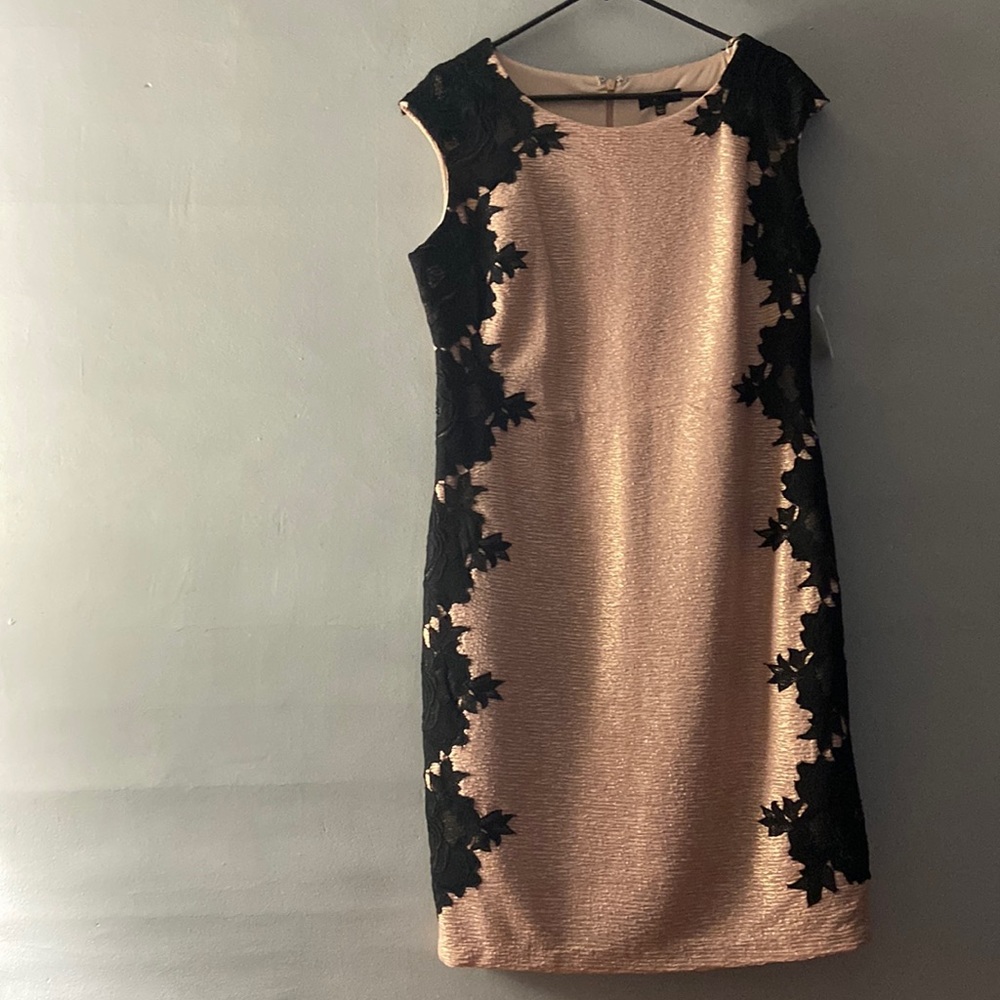 Jax Peach Blush with Gold Shimmer.  Black Lace on Sides.  NWT. Size 14